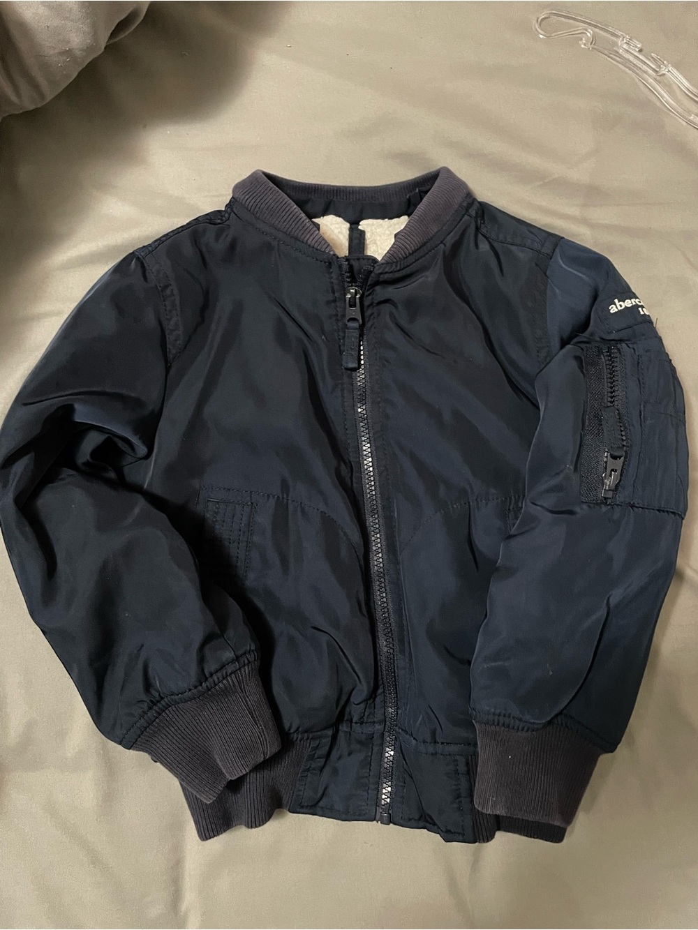 Abercrombie & Fitch kids navy fleece lined bomber jacket